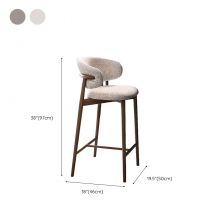 Tabouret de bar moderne simple crème avec dossier arrière, siège rectangulaire et repose-pieds, blanc cassé, lin, tabouret de comptoir (23,5"H), noyer