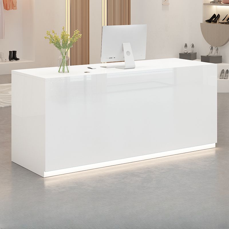 Manufactured Wood Top Rectangle Reception Desk with Hutch, Keyboard ...