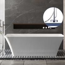 Vasca da bagno+miscelatore da pavimento finitura argento