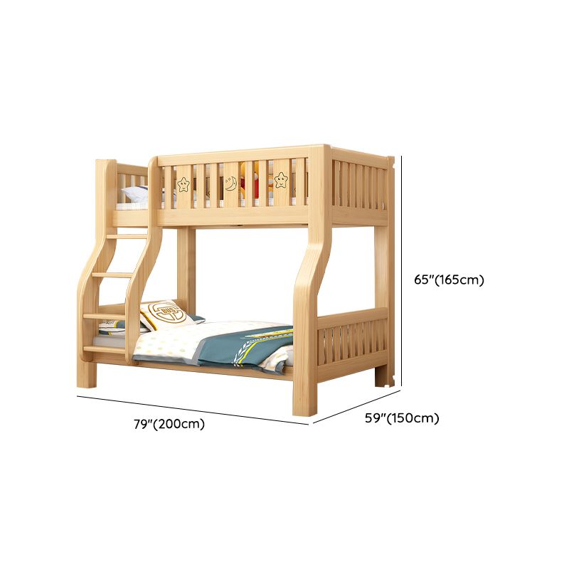 Natural Finish Modern Bunk Bed with 2 Mattresses and Storage Options Dimensions