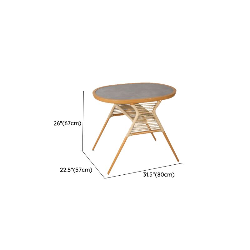 Modern Oval Stone Top Coffee Table with Metal Frame and Storage Dimensions