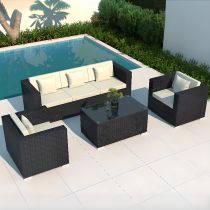 4-Teiliges Set (2 Stühle & 1 3-Personen-Sofa & 1 Couchtisch)