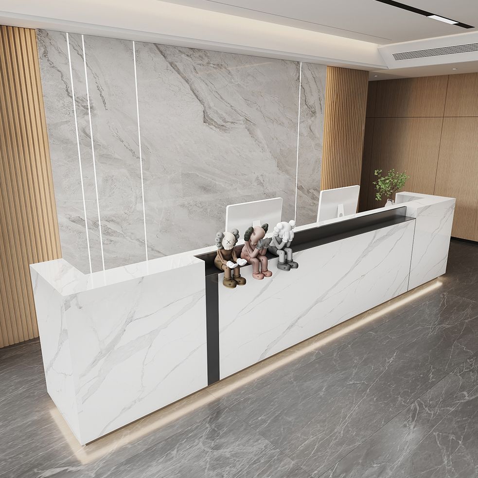 Rectangle Reception Desk with Hutch, Keyboard Tray, and Manufactured ...