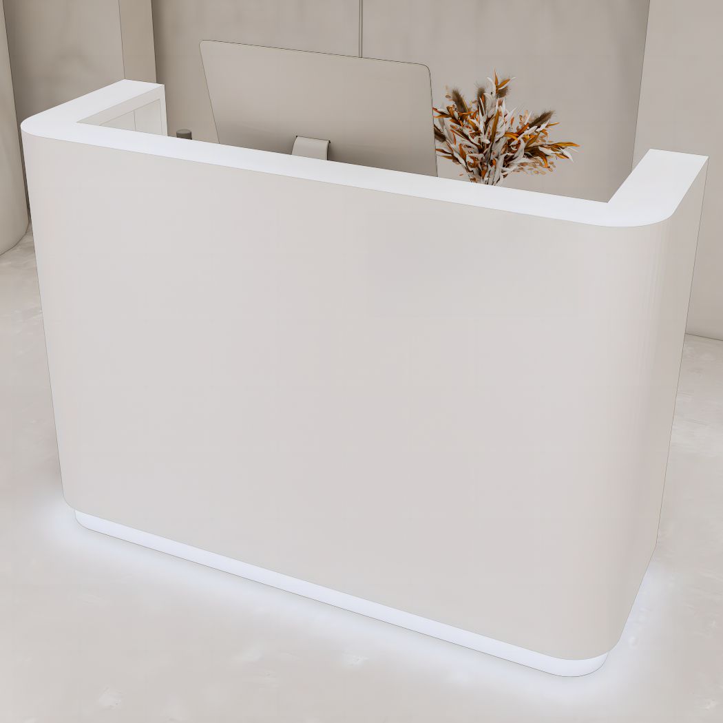 Rectangle Reception Desk with Hutch, Keyboard Tray, and Manufactured ...