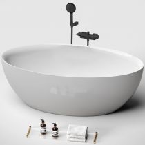 Bathtub & Black Wall-Mounted Faucet