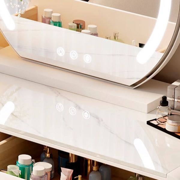 Giantex - Set di vanità con 12 luci LED a specchio e sgabello imbottito, tavolo da toeletta con