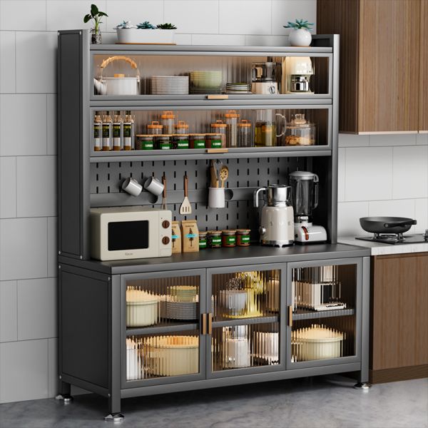 Metall-Schmale Küchenaufbewahrung mit Schließfach, verstellbarem Regal und 4/3/5 Türen, Küchenschränke inklusive Buffets und Sideboards