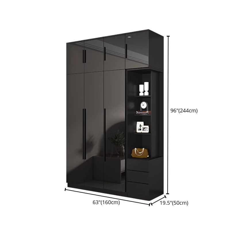 ブラックガラスディスプレイワードローブ ソフトクローズ収納付き Dimensions