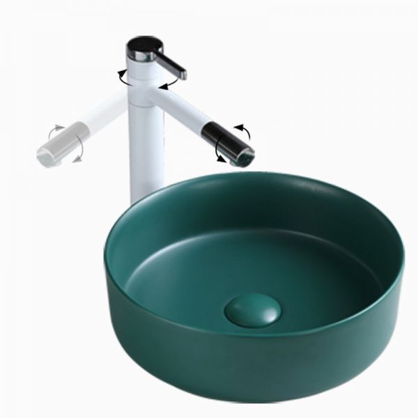 Modern Black Ceramic Orbicular Vessel Sink with 1 Hole, Supply