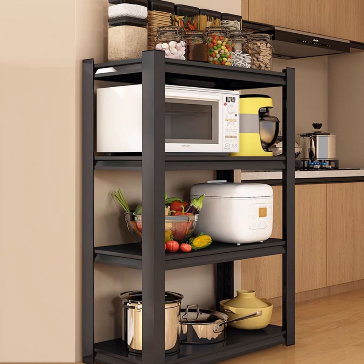 Gallery Detail: Minimalist Midnight Black Storage Shelf With Adaptable Shelf Alloy