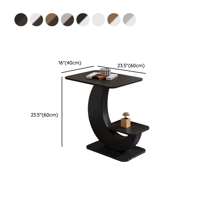 Modern Sintered Stone Chairside Table with Sculptural Steel Base Dimensions