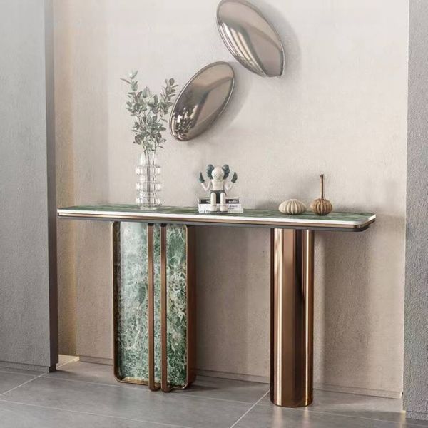 シンプルな石の玄関テーブル、二重脚、傷防止、長方形、汚れ防止