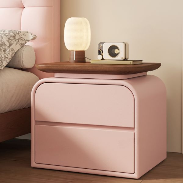 Modischer rosa Nachttisch für Kinder mit Kiefernholzplatte und Schublade, 40 cm L x 40 cm B x 50 cm H