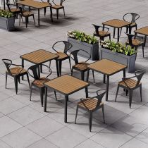 Art Deco Patio Dining Table UV Resistant Cocoa Wood