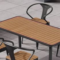 Art Deco Patio Dining Table UV Resistant Cocoa Wood