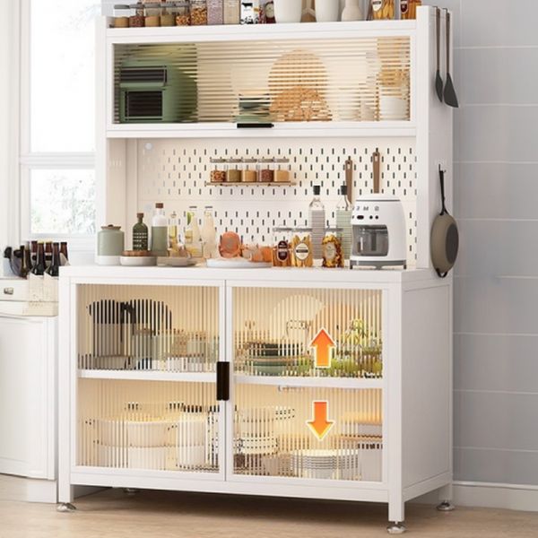 Stahl-Arbeitsplatte Kreide Küchenaufbewahrung mit Glastür, verstellbares Regal, Schrank, moderner Stil Küchenschränke, 79 cm L x 43 cm B x 157 cm H