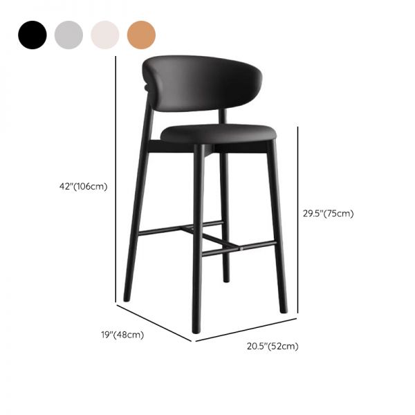 White Bar Stools with Rectangular Hideskin, Modern Simple