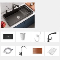 Fregadero+grifo+cesta escurridora+kit de desagüe+tabla de cortar