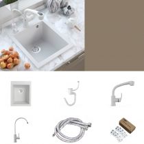 lavello+rubinetto+tubo di scarico+rubinetto dell'acqua filtrata
