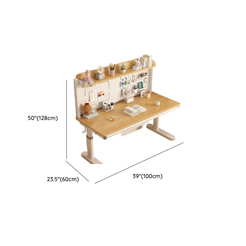 Kids Writing Desk with Adjustable Height, Wood Top & Integrated Storage Dimensions