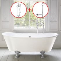 Vasca da bagno+rubinetto a pavimento+scarico color argento