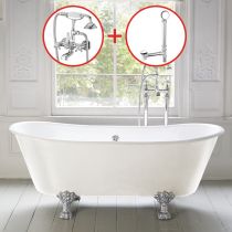 Vasca da bagno+rubinetto a parete+scarico color argento