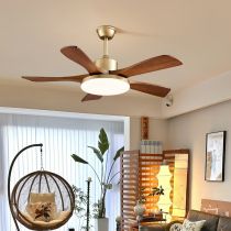 Dimmable Suspension Rod Ceiling Fan with Sepia Blades, Customizable ...