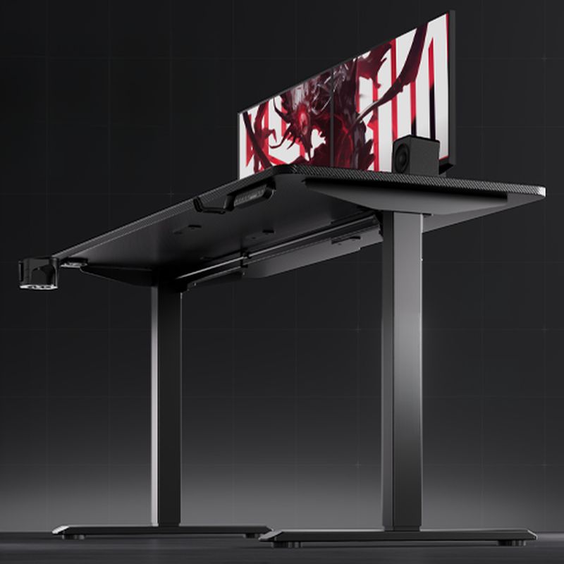 Rectangular Gaming Modern Rectangular Gaming Desk with T-Shape Base and Manufactured Wood ...