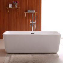 Vasca da bagno+miscelatore da pavimento finitura argento