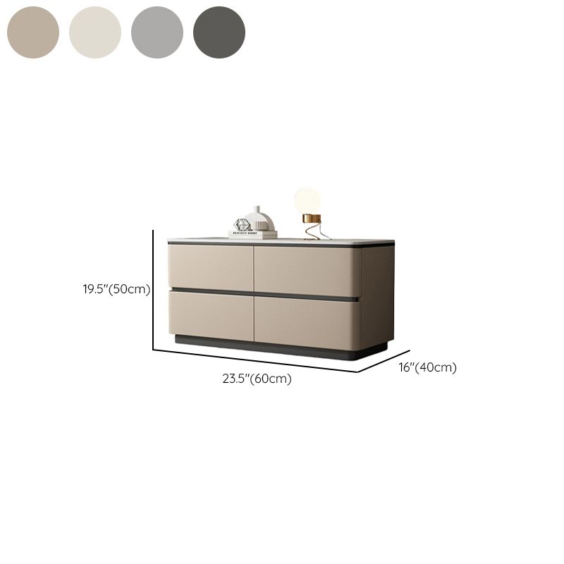 Modern Leather-Textured Drawer Nightstand with Stone Top Dimensions