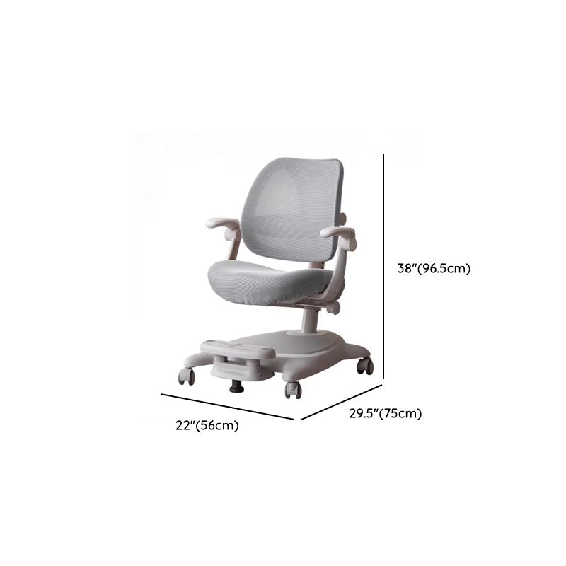 Light Gray Ergonomic Kids Chair with Adjustable Height and Footrest Dimensions