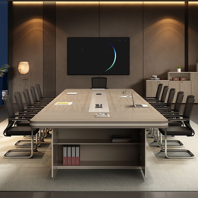 Off-white Rectangle Table with USB Port, Power Outlet, and Cable ...