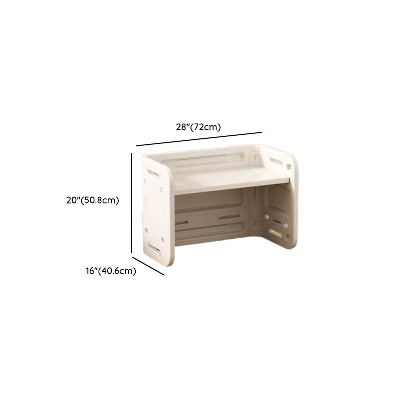 White Plastic Kids Writing Desk with Modular Storage & Seating Options Dimensions