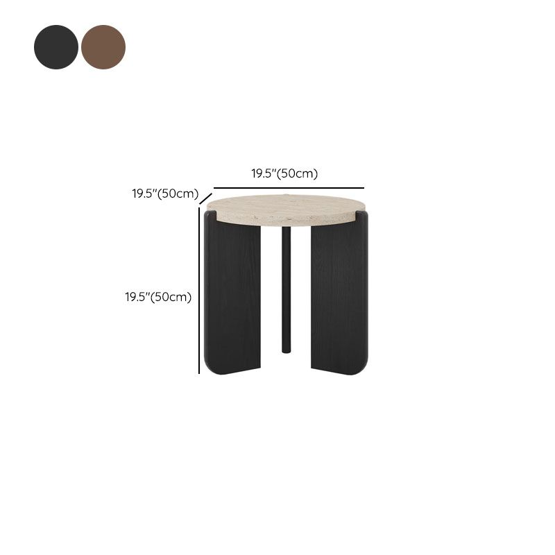 Wabi-Sabi Travertine Coffee Table with Solid Wood Base Dimensions