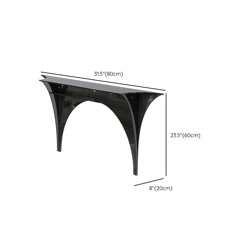 Modern Floating Lucite Console Table in Glossy Black with Curved Twin Supports Dimensions