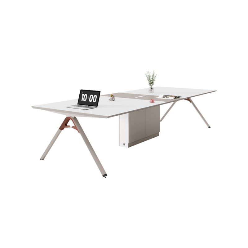 Stain Resistant White Rectangle Engineered Wood Table with USB Port ...