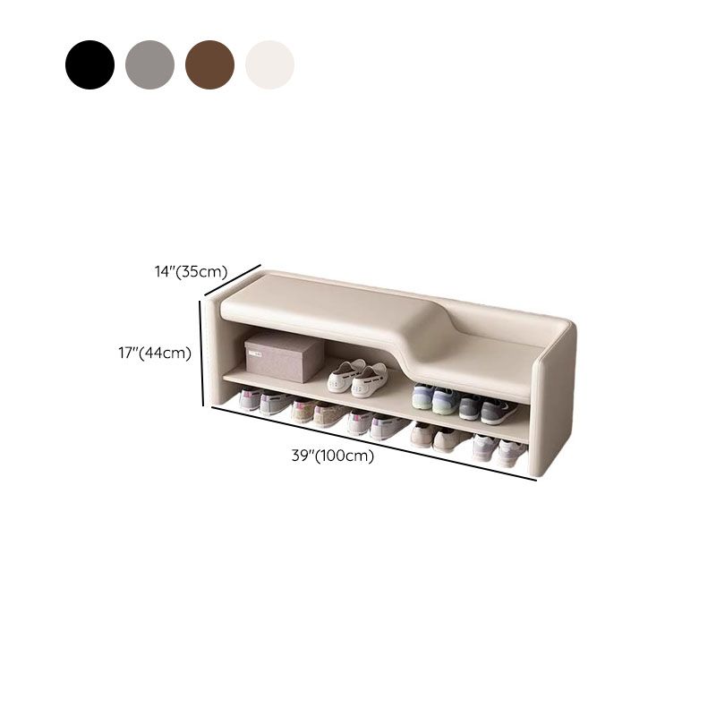 Solid-Color Upholstered Bench with Wave-Cut Dual Seating and Under-Seat Shoe Storage Dimensions