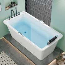 Vasca da bagno+maniglie e poggiatesta+set nero da 5 pezzi
