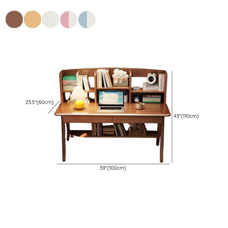 Elegant Walnut Writing Desk with Storage and Hutch for Kids Dimensions