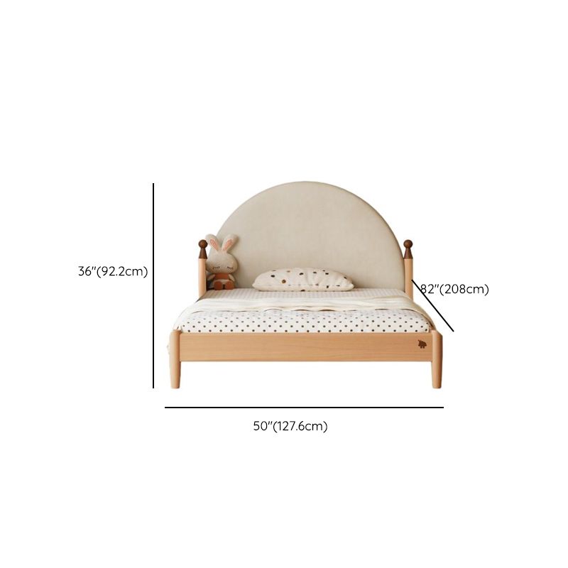 Modern Upholstered Wood Bed with Round Headboard for Kids Dimensions