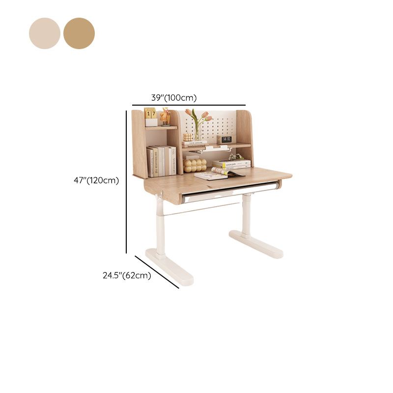 Light Wood Adjustable Kids Desk with Storage and Hutch Dimensions