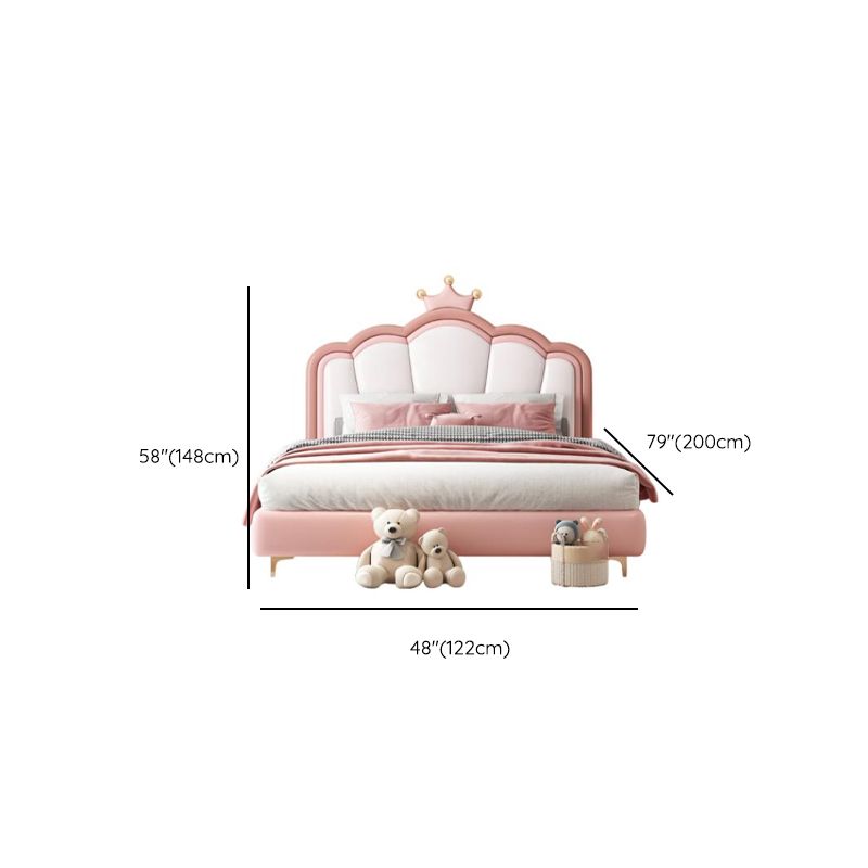 Modern Upholstered Princess Bed with Crown Headboard Dimensions