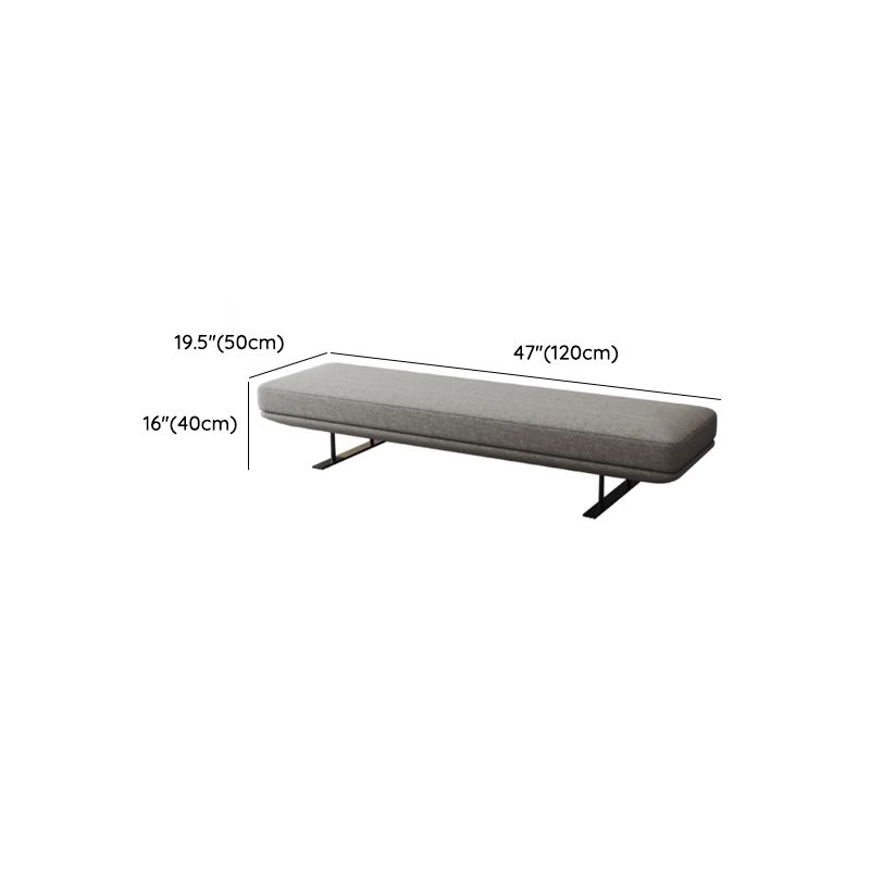 Modern Grey Upholstered Bench with Low Profile Design and Soft Cushioning Dimensions