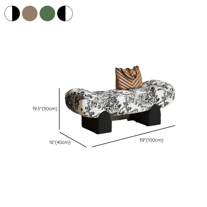 Sculptural Armless Bench with Organic Wave Seat and Toile/Animal Upholstery Dimensions