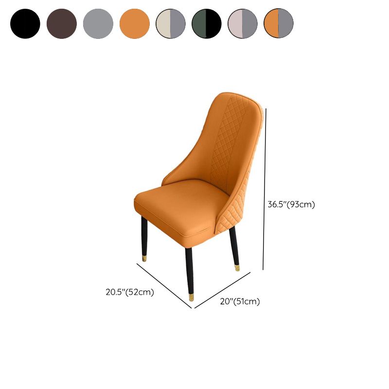 Glam Art Deco Side Chair with Faux Leather Upholstery & Metal Legs Dimensions