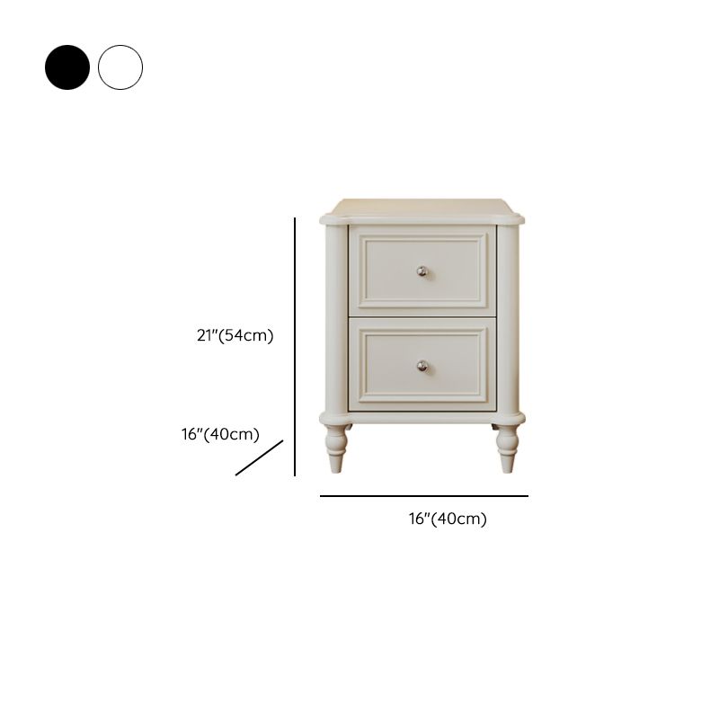 Modern Wooden Drawer Storage Nightstand - Black & White Dimensions