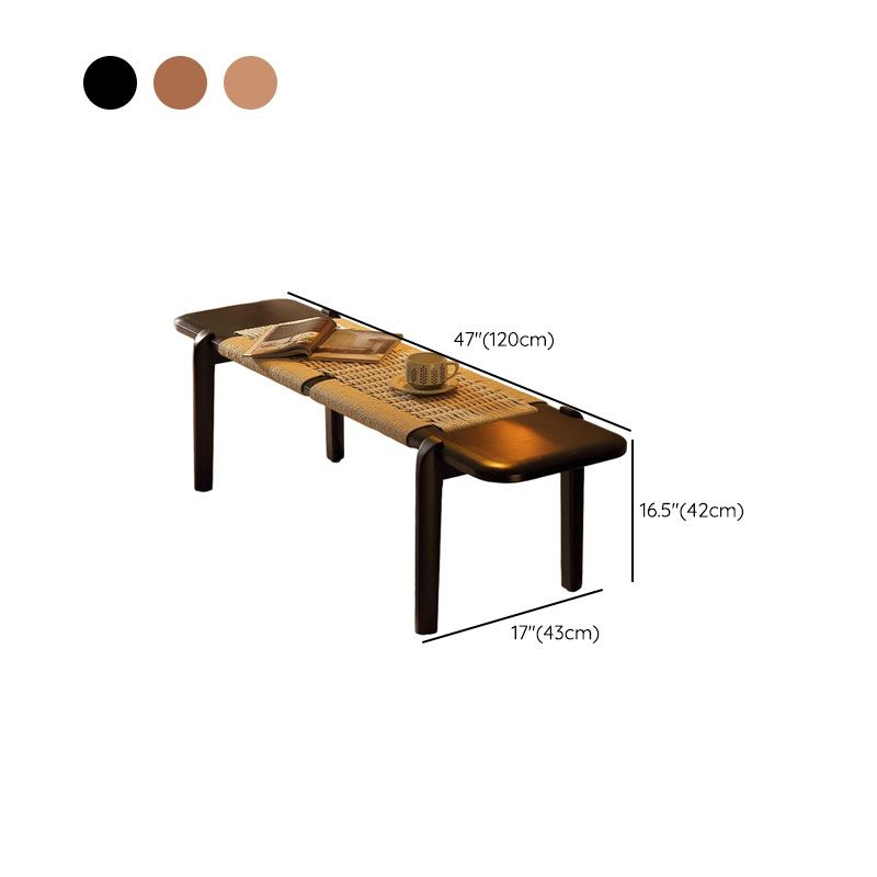 Low-Profile Solid-Color Bench with Braided Rope and Wooden Frame Dimensions
