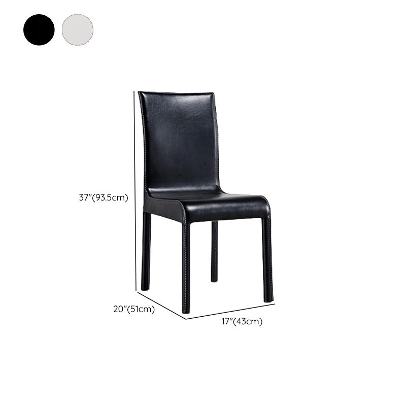 Modern Upholstered Side Chair in Faux Leather with Metal Legs Dimensions