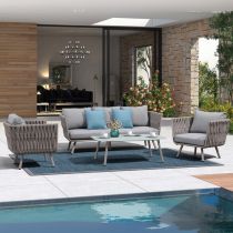 4-delige set (2 stoelen & 1 3-persoons bank & 1 salontafel)