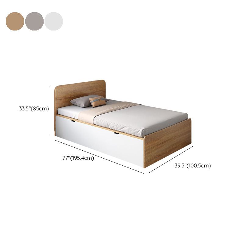 Modern White and Natural Wood Storage Bed with Drawers Dimensions